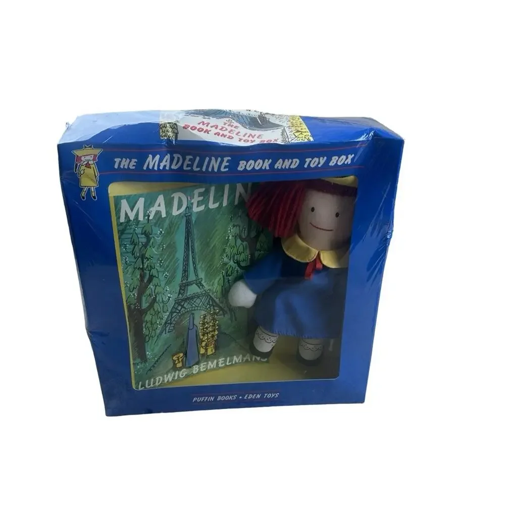 Eden Toys Madeline Book & Toy Box Set 1991 9in Cloth Doll + Book New Sealed
